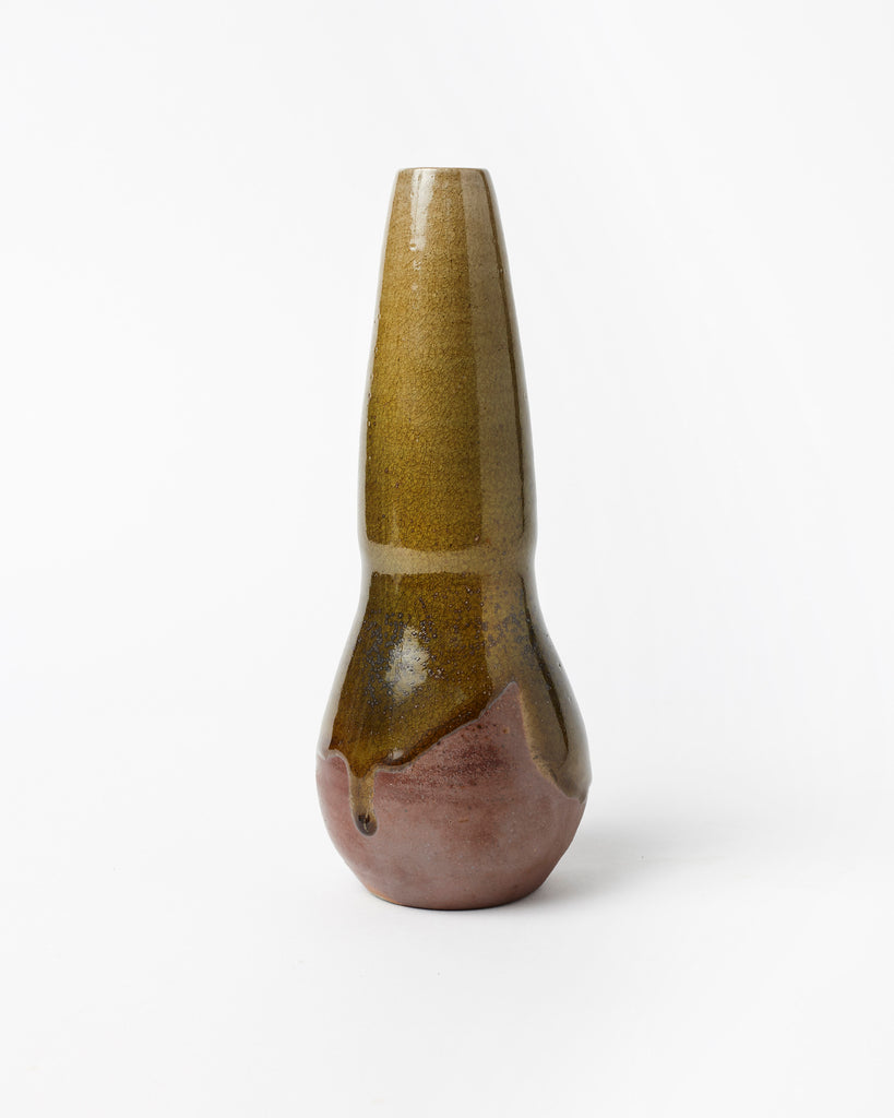 Undulating Vase  •  Wood Fired Green Ash & White Flashing Slip