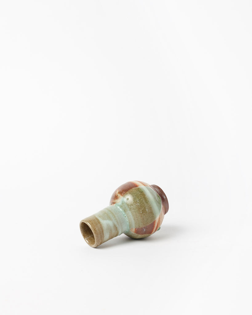 Little Bottle  •  Wood Fired Copper Red & White Flashing Slip.