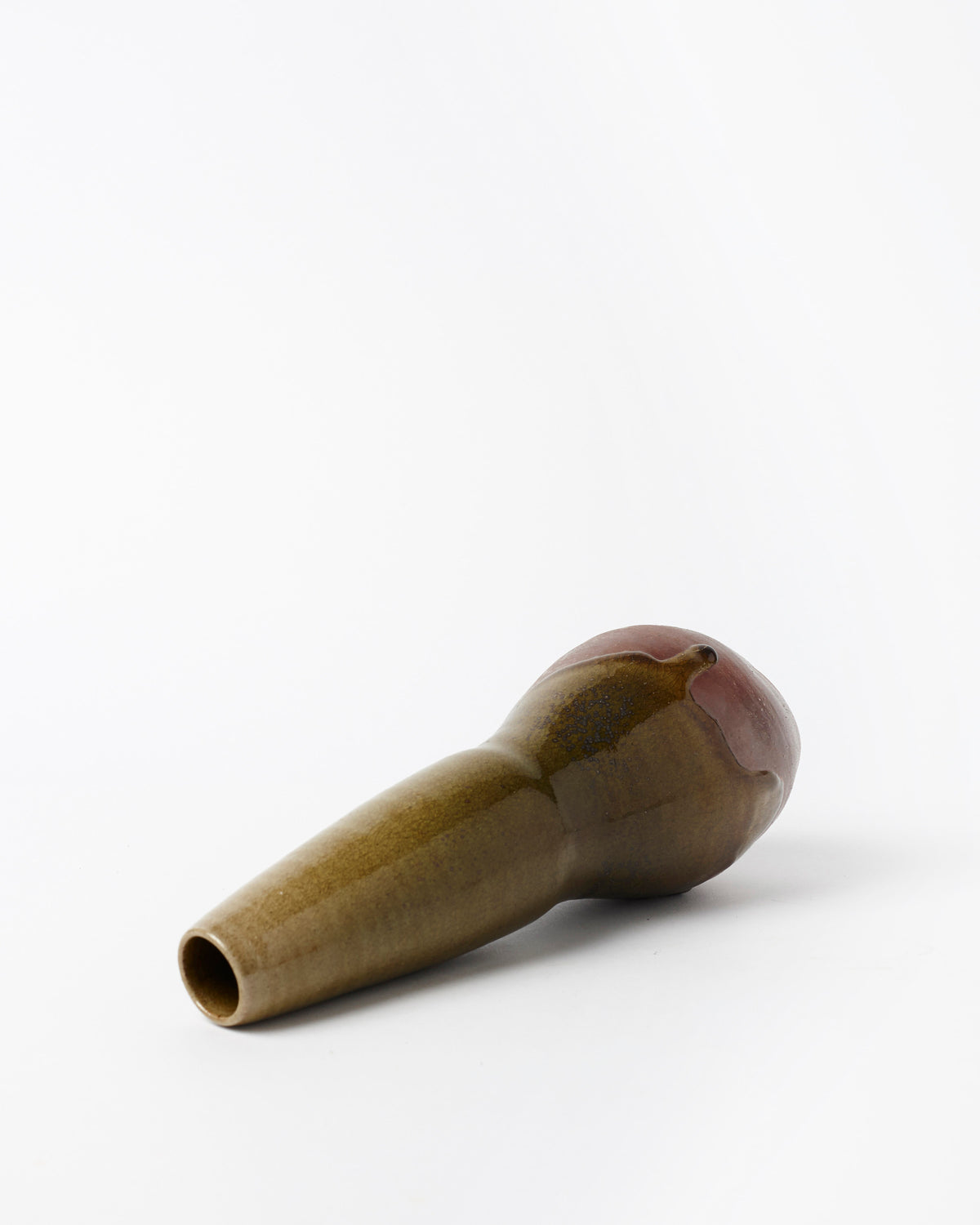 Undulating Vase • Wood Fired Green Ash & White Flashing Slip | Studio Elke