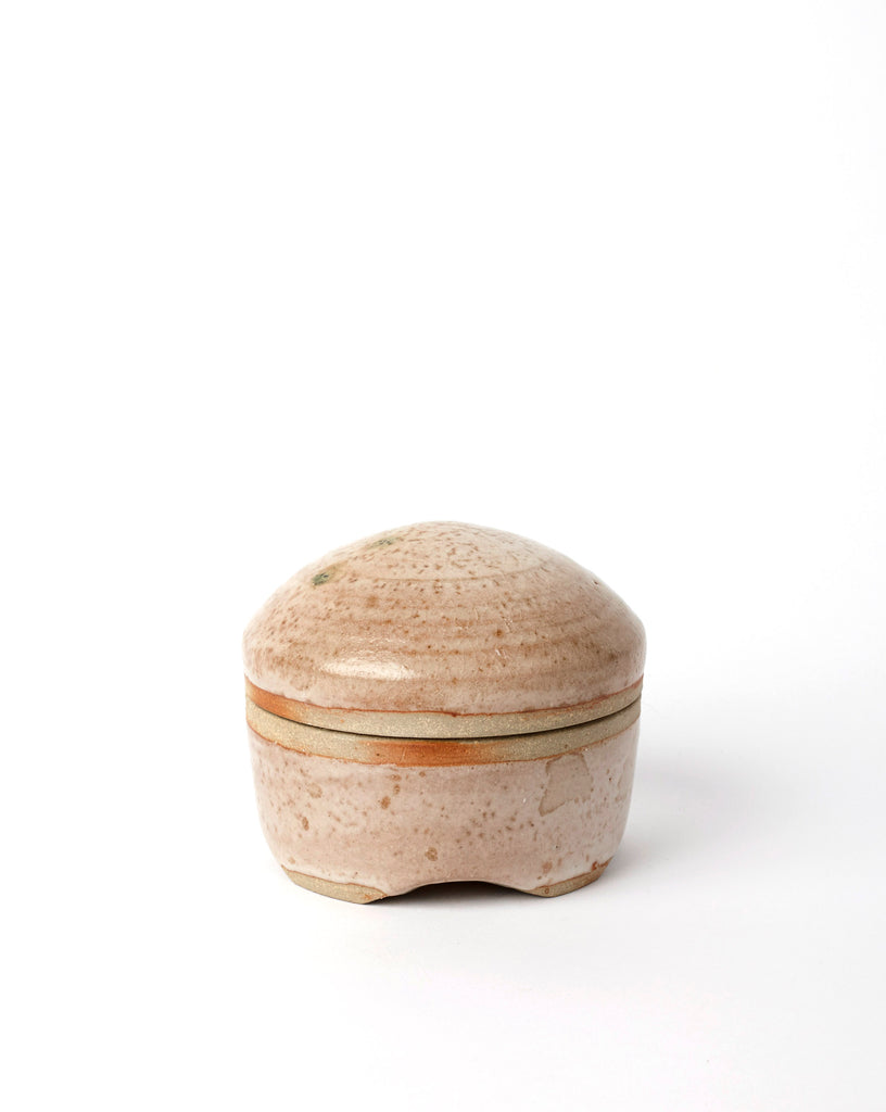 Dome Top Lidded Box  •  Fish & Chip fired Shino with Copper Red lining