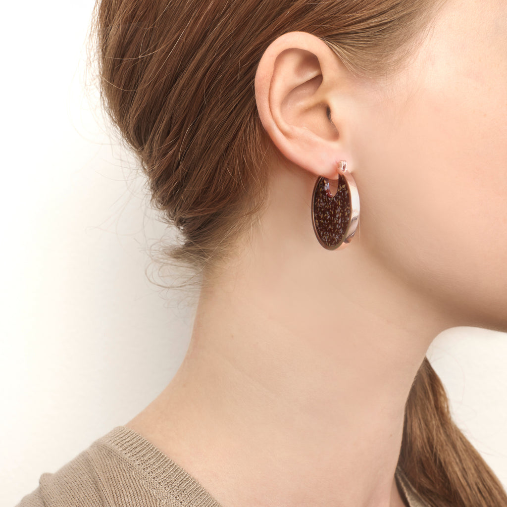Small Eclipse Hoop Earrings - Shiraz Granite