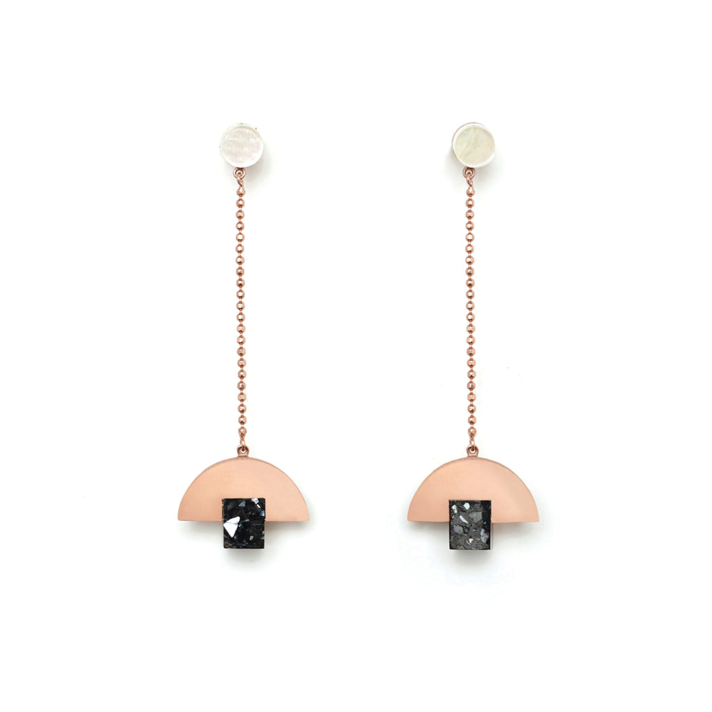 Fine chain drop luxe resin earrings by Studio Elke.
