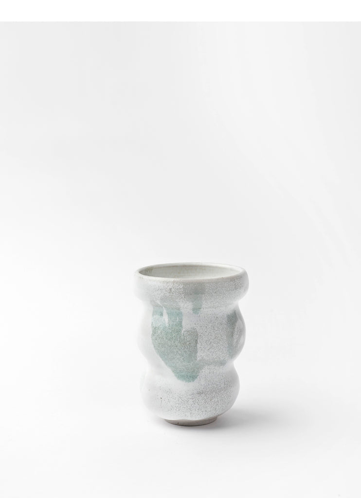 Wiggle Vase  •  Celadon over Satin White