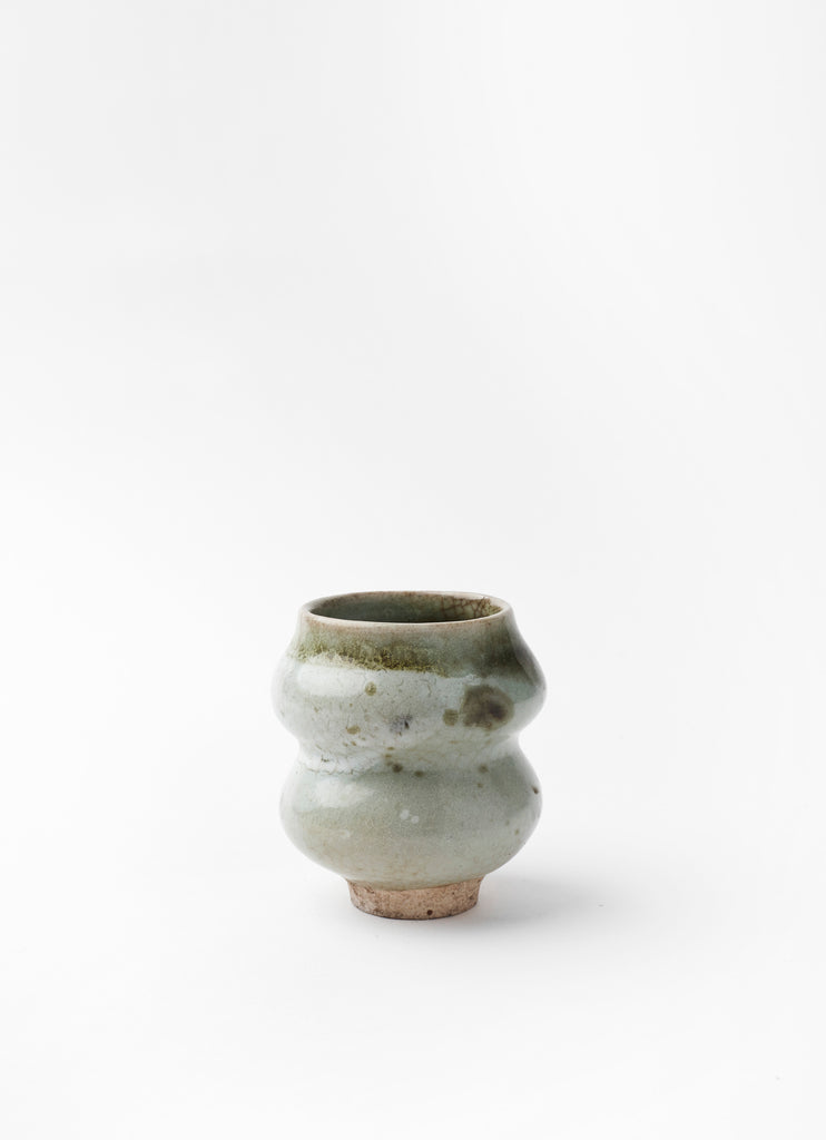 Round Wiggle Vase  •  Celadon glaze with Tenmoku