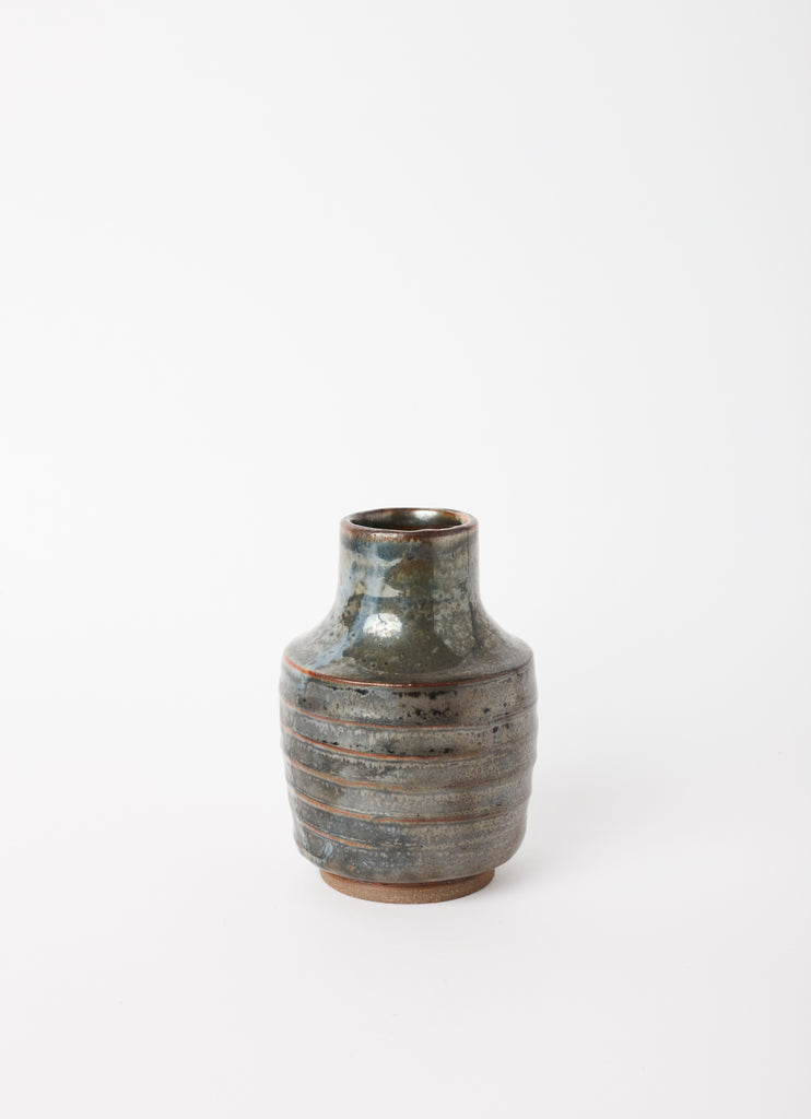 Narrow Neck Straight Side Vase  •  Pueblo Black on Shino