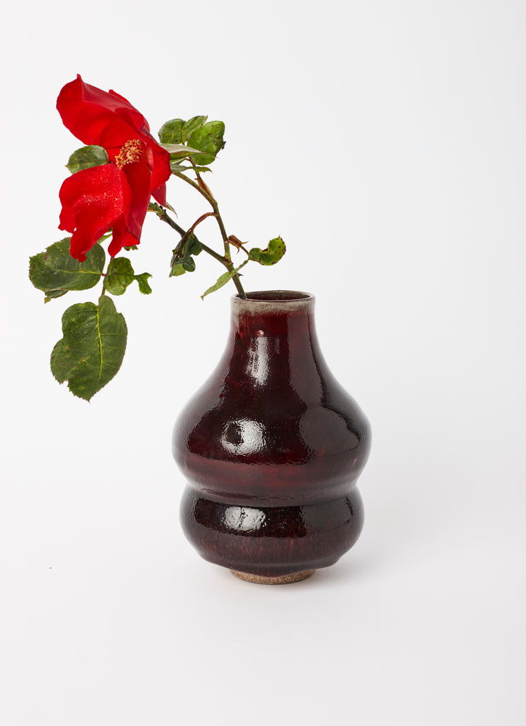 Double Curve Narrow Neck Vase  •  Copper Red