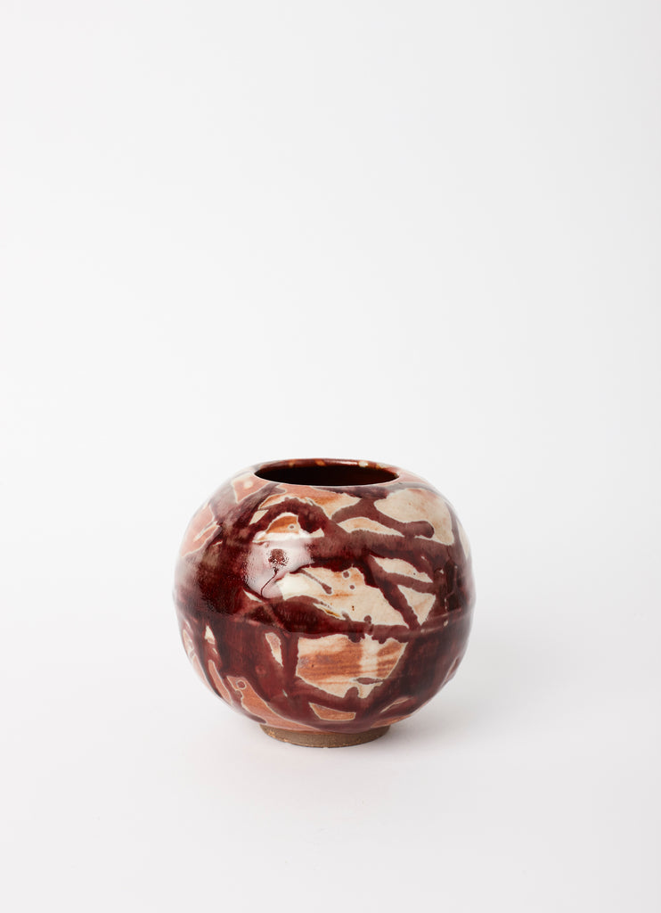 Sphere Vase   •  Copper Red on Shino