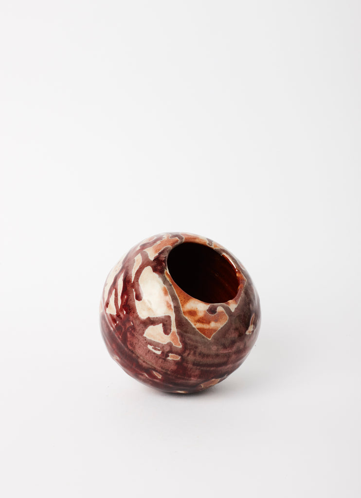 Sphere Vase   •  Copper Red on Shino