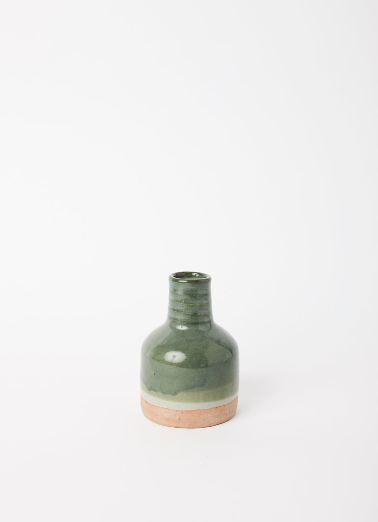 Narrow Neck Bud Vase  •  Celadon on White Slip